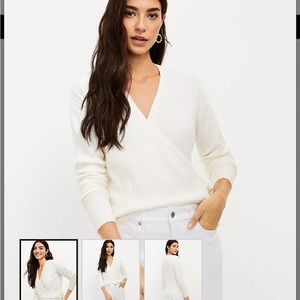 LOFT cream side tie sweater. Never worn. Tags on.